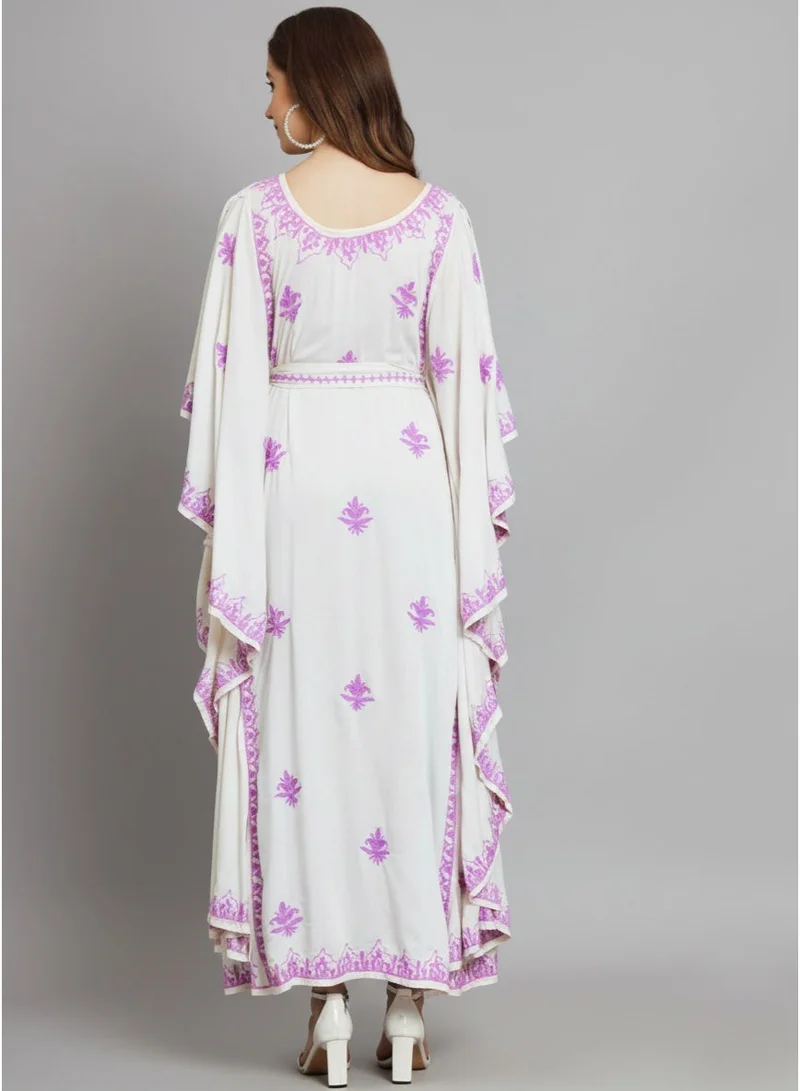 Alaya Hand Embroidered Chikankari Modal Kaftan-AL3604